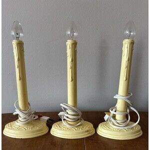 Lot Of 3 Vintage Christmas Single Window Plastic Candle Drip Candles Working